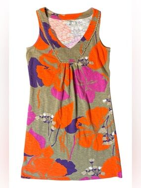 Boden Sleeveless Floral Tunic Top Women’s US 4 UK 8 Orange Purple V Neck